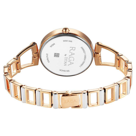 Titan Raga Mother Of Pearl Dial Two Toned Metal Strap Analog Watch for Women