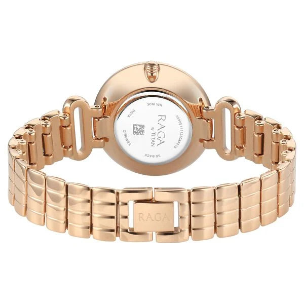Titan Raga Rose Gold Dial Metal Strap Analog Watch For Women