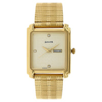 Sonata Quartz Analog with Day and Date Champagne Dial Stainless Steel Strap Watch for Men