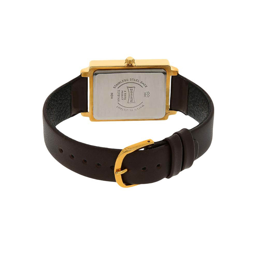 Sonata Quartz Analog with Day and Date White Dial Leather Strap Watch for Men