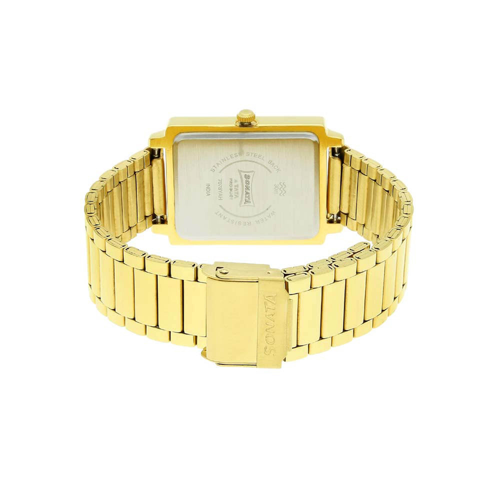 Sonata Quartz Analog with Day and Date White Dial Stainless Steel Strap Watch for Men