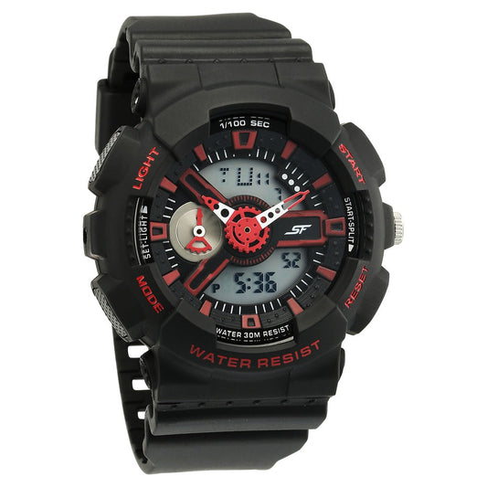 Sonata SF Dreamer Series Quartz Digital Analog Digital Black Plastic Strap for Men