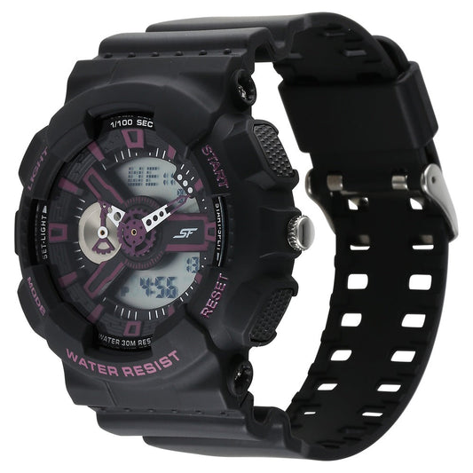 Sonata SF Dreamer Series Quartz Digital Analog Digital Black Plastic Strap for Men