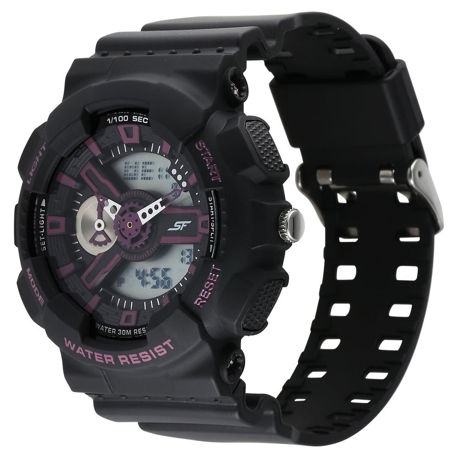 Sonata SF Dreamer Series Quartz Digital Analog Digital Black Plastic Strap for Men