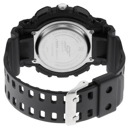 Sonata SF Dreamer Series Quartz Digital Analog Digital Black Plastic Strap for Men