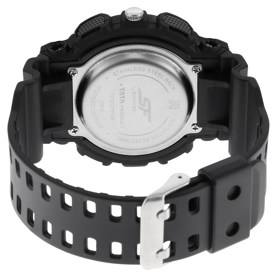 Sonata SF Dreamer Series Quartz Digital Analog Digital Black Plastic Strap for Men