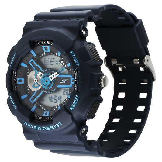 Sonata SF Dreamer Series Quartz Digital Analog Digital Blue Plastic Strap for Men