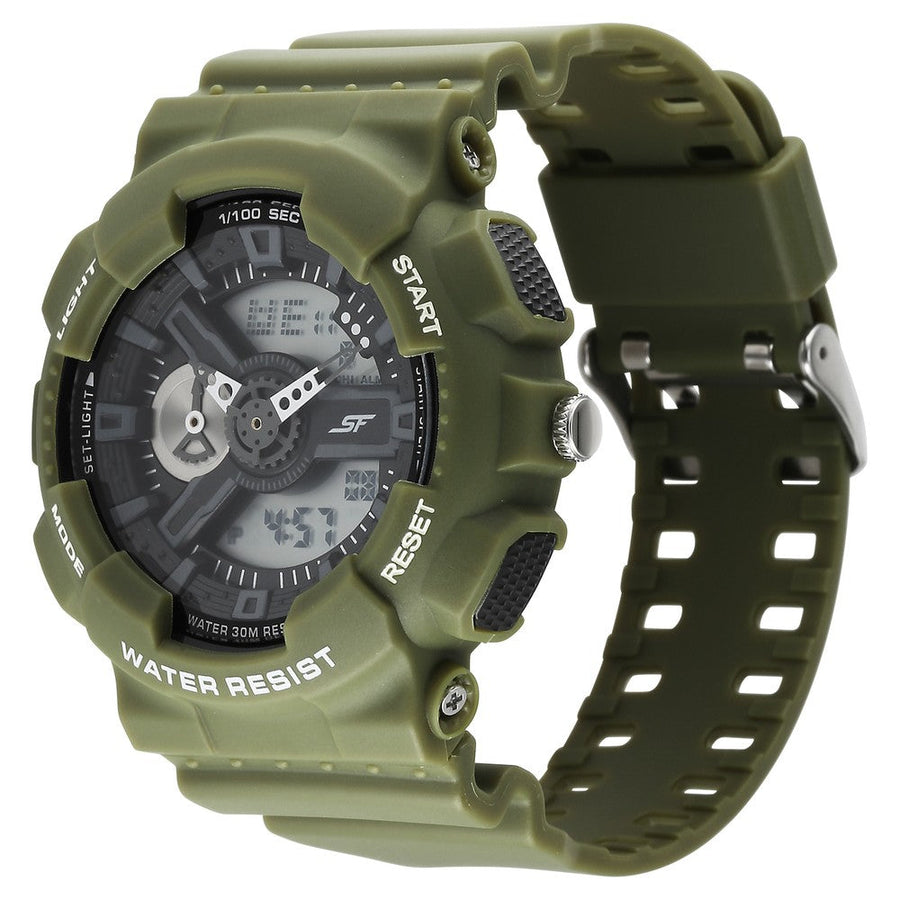 Sonata SF Dreamer Series Quartz Digital Analog Digital Black Plastic Strap for Men