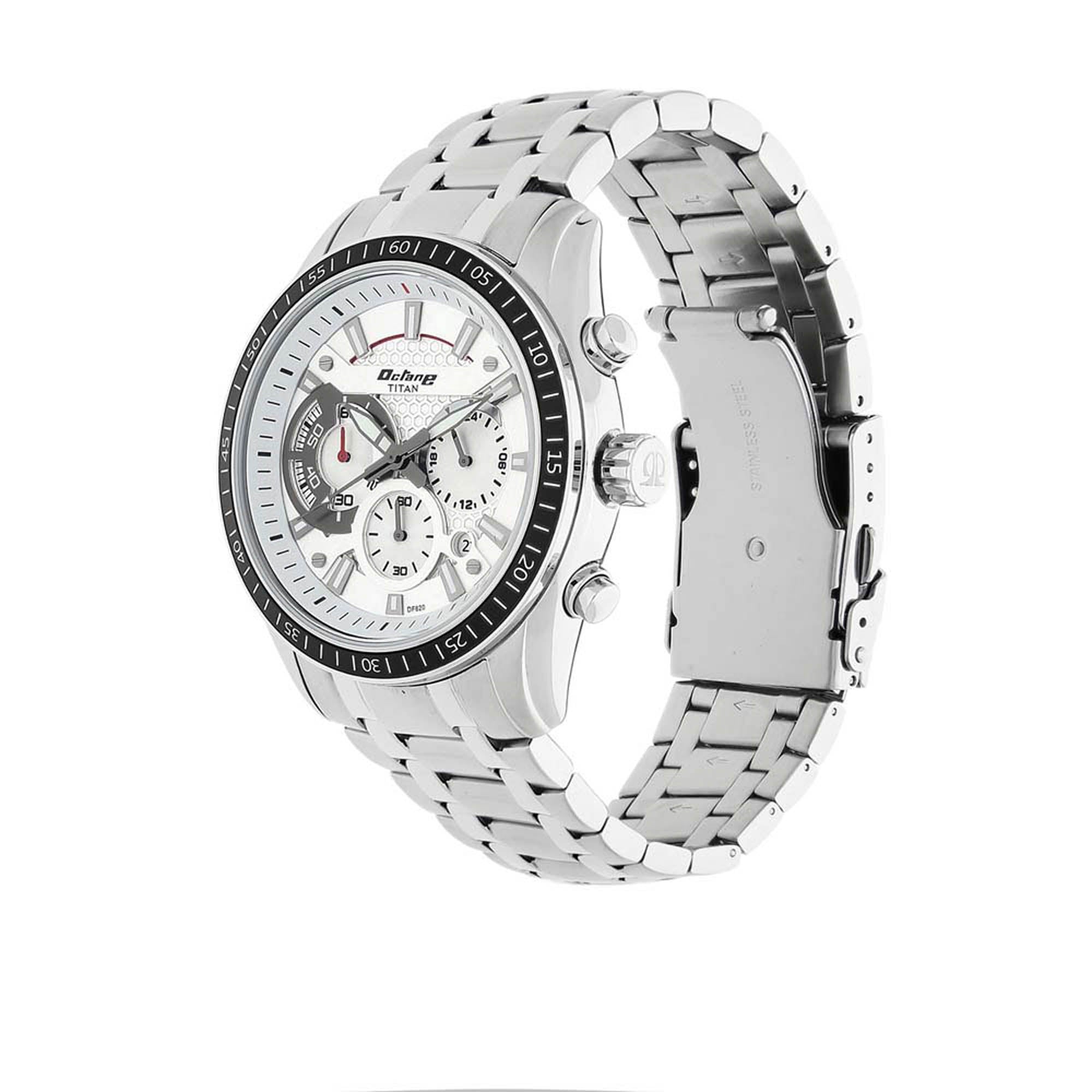 Titan Octane Chronograph White Dial Watch for Men