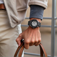 Titan Skeletal Automatic Black Dial Black Stainless Steel Strap Watch for Men
