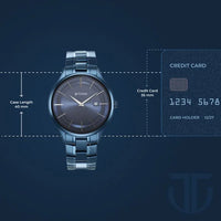Titan Classique Slimline Blue Dial Quartz Analog with Date Stainless Steel Strap watch for Men