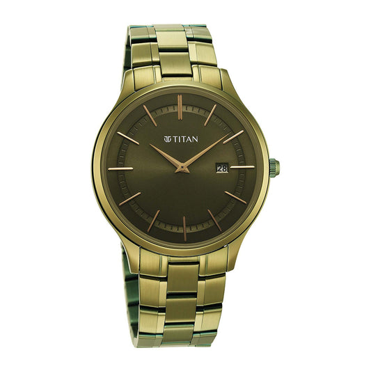 Titan Classique Slimline Green Dial Stainless Steel Strap Watch