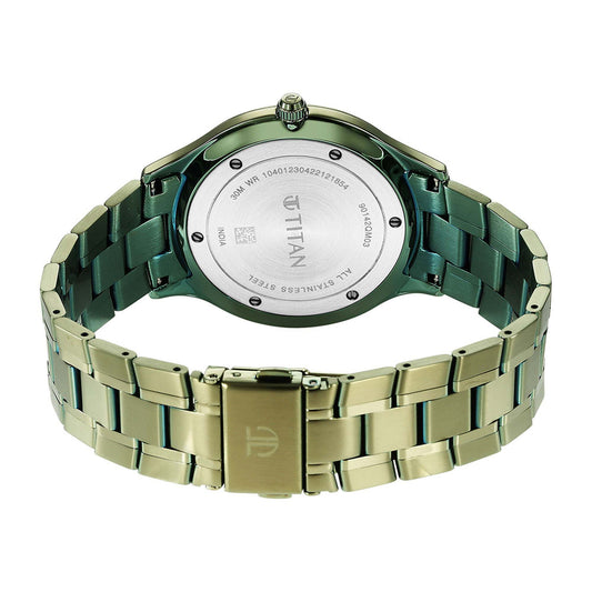 Titan Classique Slimline Green Dial Stainless Steel Strap Watch