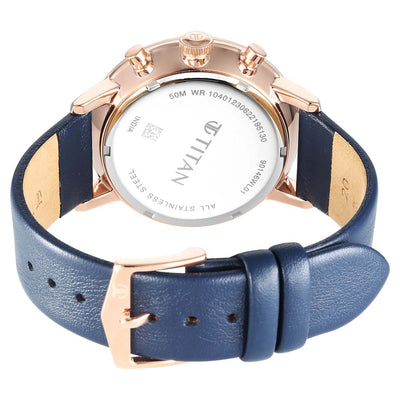Titan Infinity Display Blue Dial Chronograph Leather Strap watch for Men