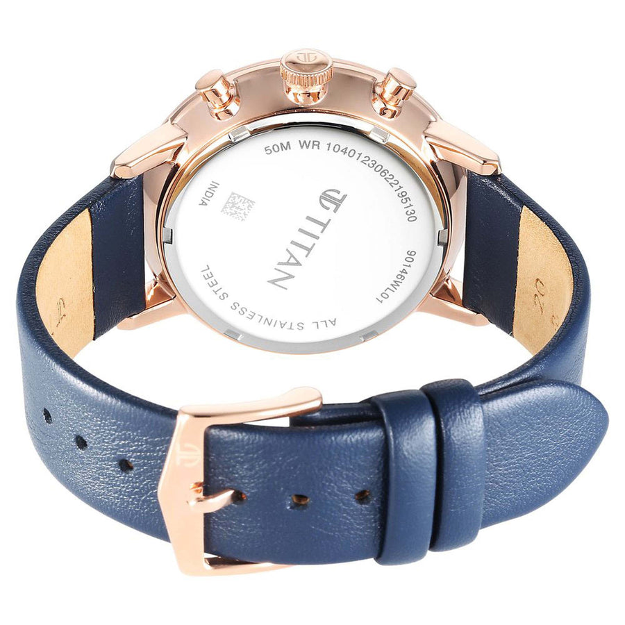 Titan Infinity Display Blue Dial Chronograph Leather Strap watch for Men