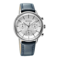 Titan Light Leathers Quartz Multifunction Black Dial Stainless Steel Strap Watch for Men