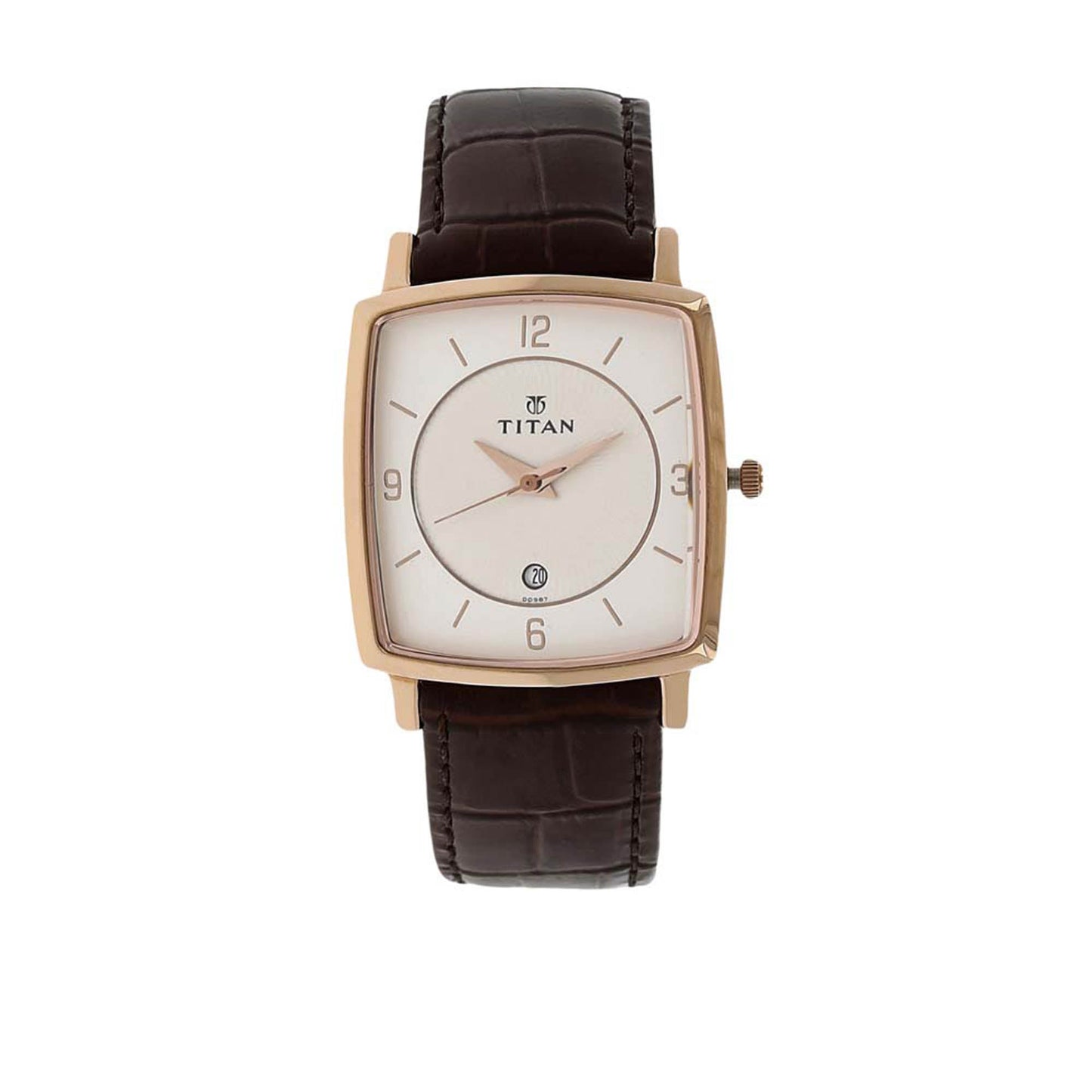 Titan Analog White Dial with Date Leather Strap watch for Men