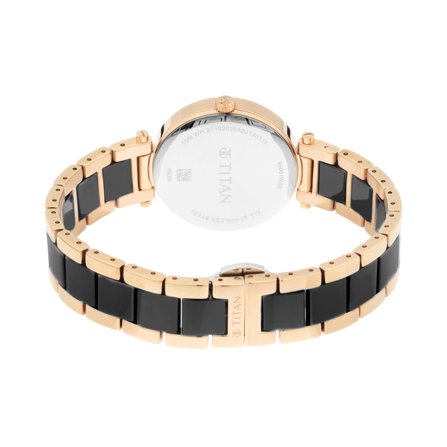 Black Mother-of-Pearl Dial Ceramic & Metal Strap Watch
