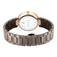 Titan Purple Ceramics Quartz Analog Brown Dial Ceramic Strap Watch for Women
