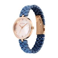 Titan Purple Ceramics Quartz Analog Mother of Pearl Dial Blue Ceramic Strap Watch For Women