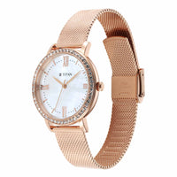 Titan Purple Style Up Quartz Analog White Dial Stainless Steel Strap Watch for Women