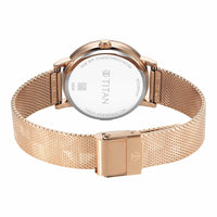 Titan Purple Style Up Quartz Analog White Dial Stainless Steel Strap Watch for Women