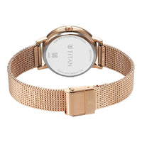 Titan Purple Style Up Quartz Analog Pink Dial Stainless Steel Strap Watch for Women