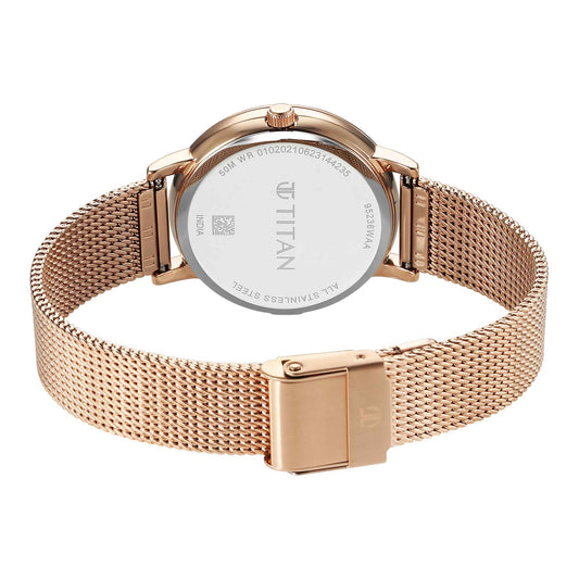 Titan Purple Style Up Quartz Analog Pink Dial Stainless Steel Strap Watch for Women