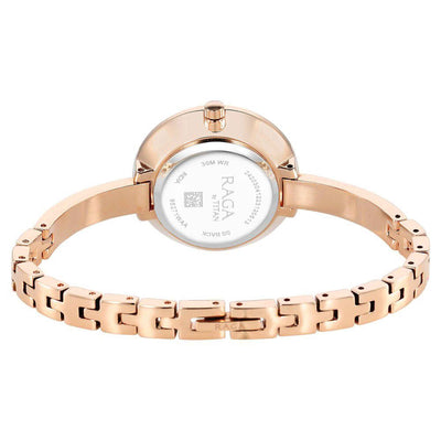Titan Raga Showstopper Quartz Alog Purple Dial Metal Strap Watch for Women