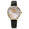 Titan Raga Showstopper Quartz Analog Mother Of Pearl Round Dial Black Leather Strap Watch For Women