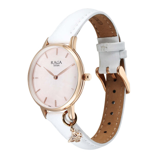 Titan Raga Showstopper Quartz Analog Mother Of Pearl Dial Metal Strap Watch For Women