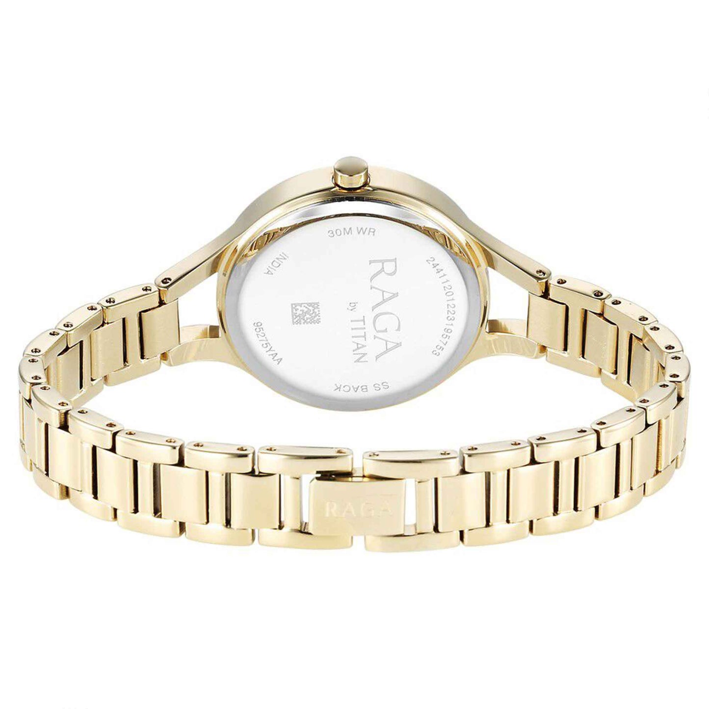 Titan Raga Showstopper Mother Of Pearl Dial Gold Metal Strap Analog Watch for Women