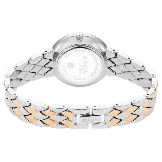 Titan Raga Showstopper Silver Dial Two Toned Metal Strap Analog Watch for Women