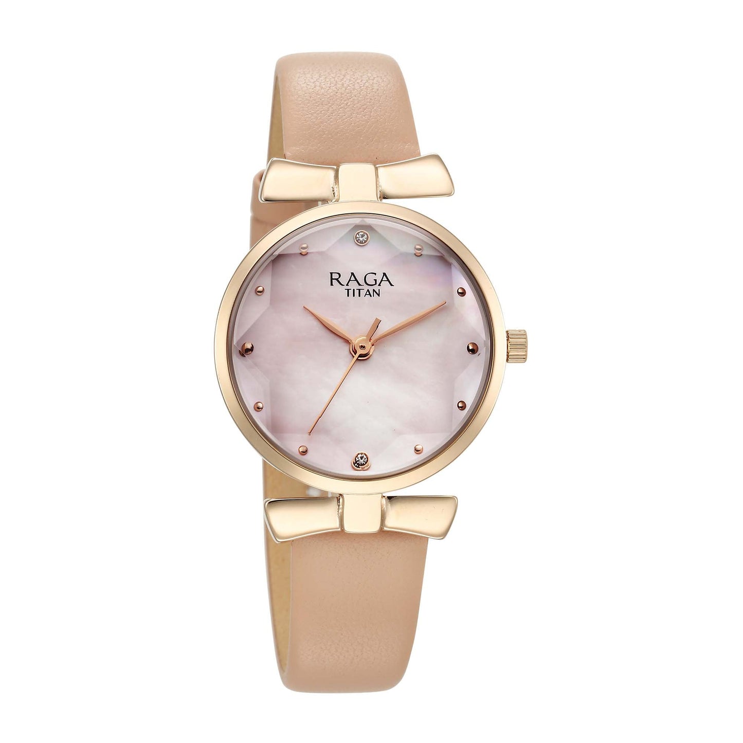 Titan Raga Showstopper Quartz Analog Pink Dial Leather Strap Watch For Women