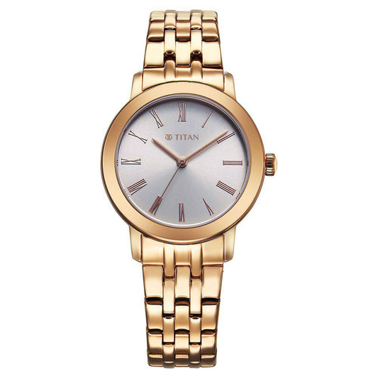 Titan Workmode Quartz Analog Silver sunray dial Dial Stainless Steel Strap Watch For Women