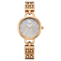 Titan Raga Showstopper Quartz Analog Silver Dial Rose Gold Metal Strap Watch For Women