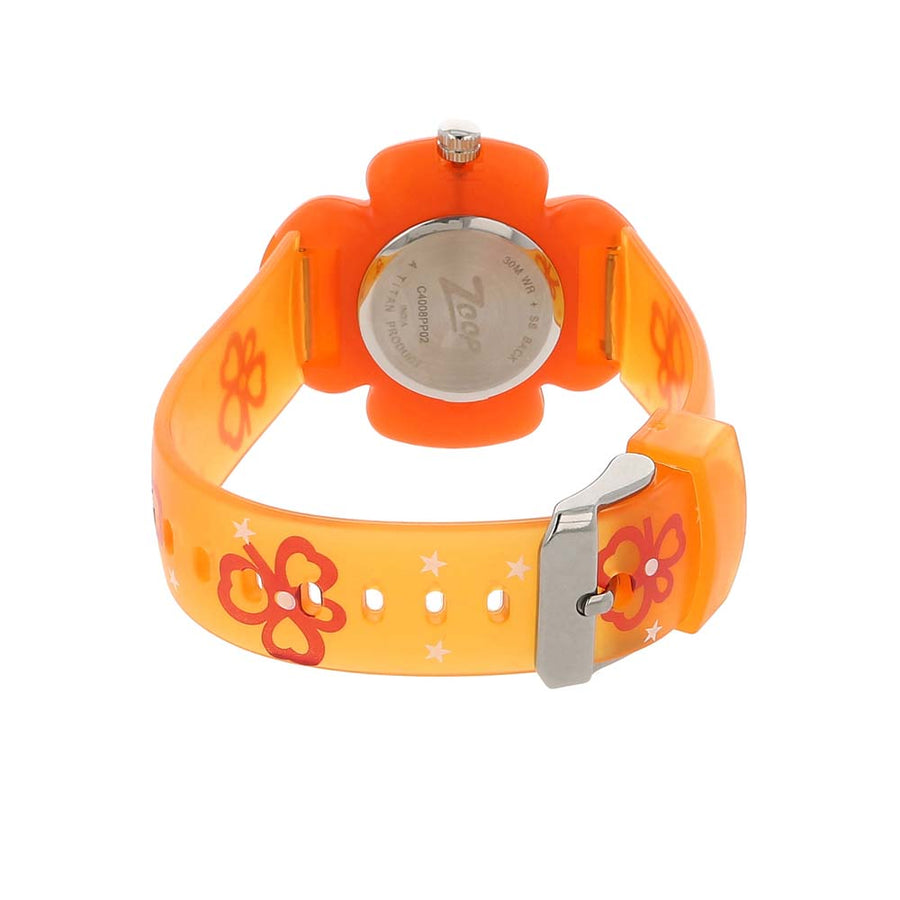 Zoop By Titan Quartz Analog Orange Dial PU Strap Watch For Kids