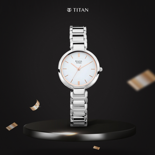 Titan Raga Viva White Dial Analog Metal Strap watch for Women