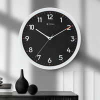 Titan Contemporary Black Wall Clock with Silent Sweep Technology - 30 cm x 30 cm (Medium)