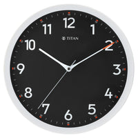 Titan Contemporary Black Wall Clock with Silent Sweep Technology - 30 cm x 30 cm (Medium)