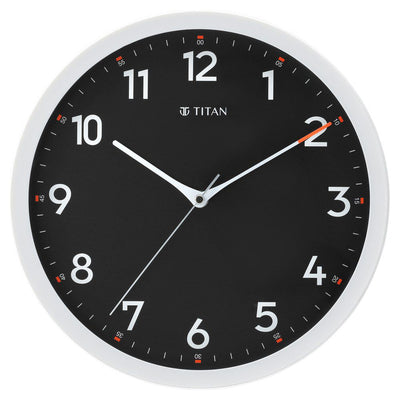 Titan Contemporary Black Wall Clock with Silent Sweep Technology - 30 cm x 30 cm (Medium)