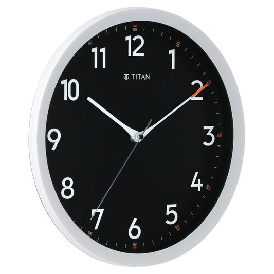 Titan Contemporary Black Wall Clock with Silent Sweep Technology - 30 cm x 30 cm (Medium)
