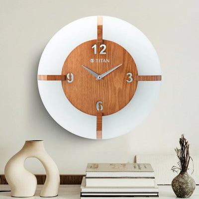 Titan Wood & Glass Fusion Wall Clock - 32 cm x 32 cm (Medium)