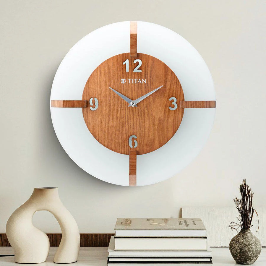 Titan Wood & Glass Fusion Wall Clock - 32 cm x 32 cm (Medium)