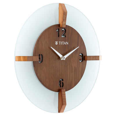 Titan Wood & Glass Fusion Wall Clock - 32 cm x 32 cm (Medium)