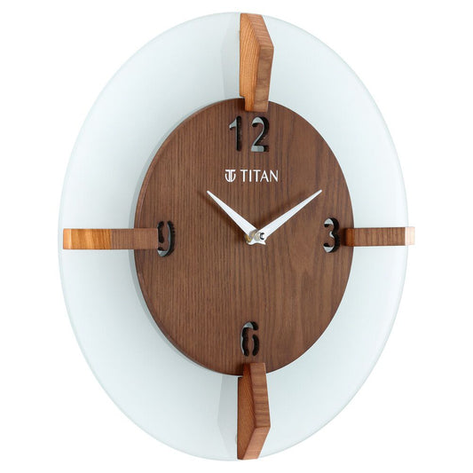 Titan Wood & Glass Fusion Wall Clock - 32 cm x 32 cm (Medium)