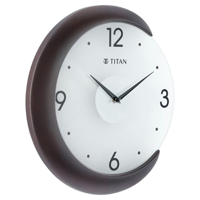 Titan Wooden Half Moon Wall Clock with Glass Dial - 32 cm x 31 cm (Medium)