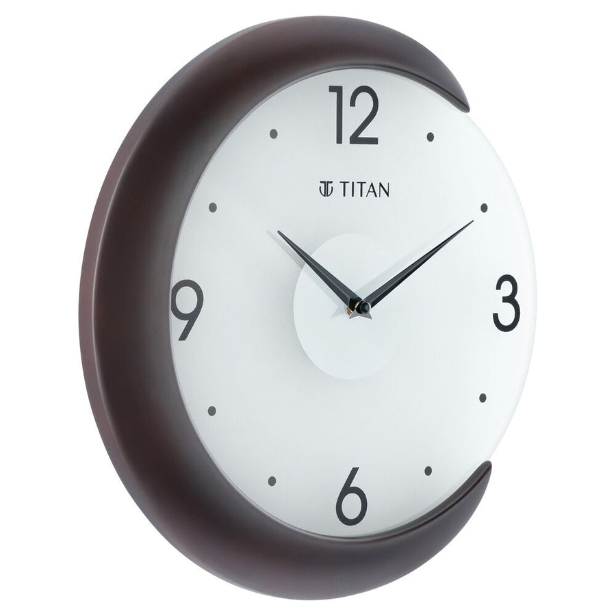 Titan Wooden Half Moon Wall Clock with Glass Dial - 32 cm x 31 cm (Medium)