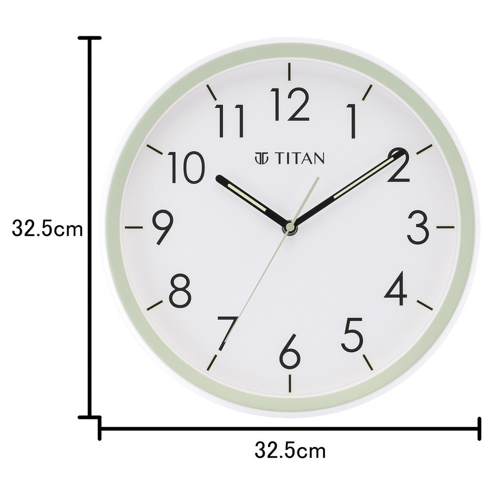 Titan 32.5 cm Green-Lume Wall Clock: Stylish Nighttime Illumination
