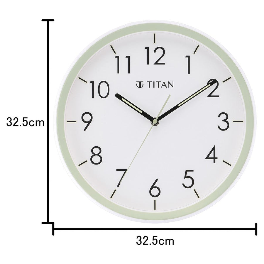 Titan 32.5 cm Green-Lume Wall Clock: Stylish Nighttime Illumination